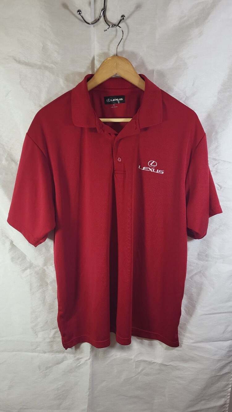 Lexus Red Short Sleeve Quarter Button Golf Polo Shirt Men's Size XL